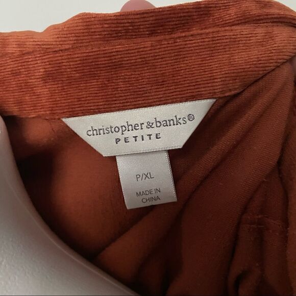 Corduroy Burt Orange Rust Belted Button Down - Picture 5 of 15